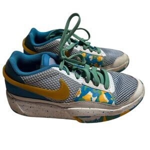 Nike Ja 1 Low Sundial Basketball Shoes Size 4.5Y Big Kids Youth Blue Yellow